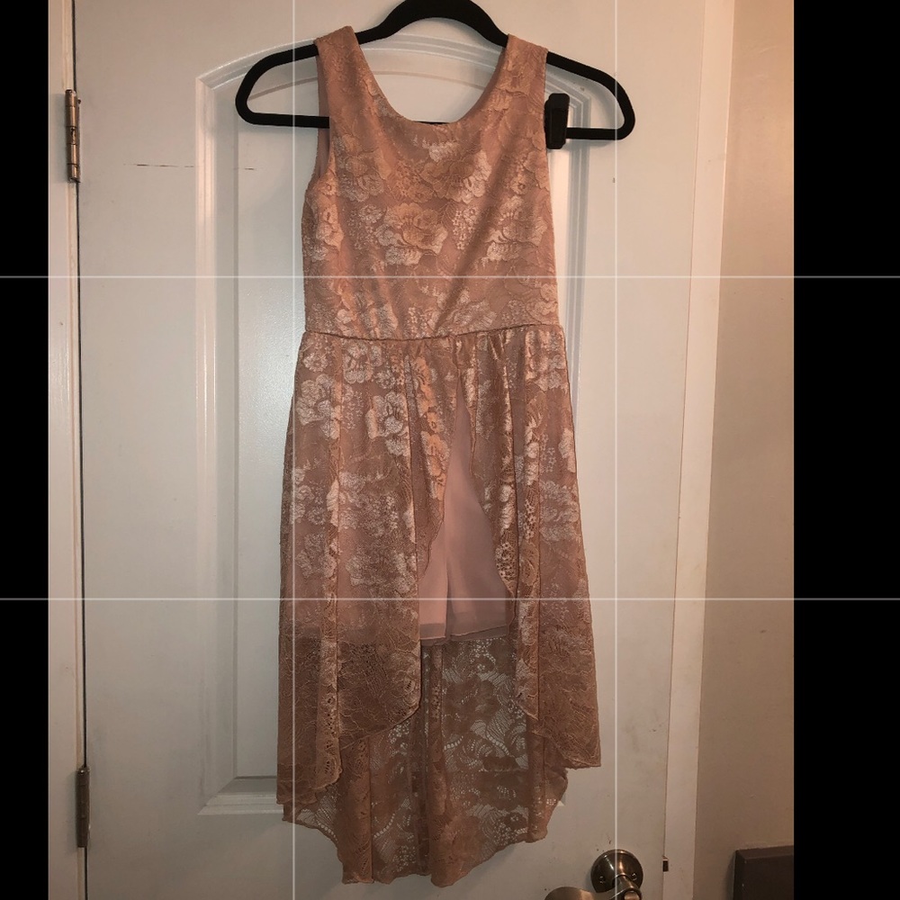 NWOT - Baby pink/Nude hi/low lace romper
